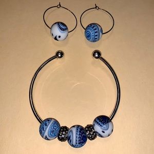 Handmade 💙 Paisley Bracelet and Matching Earrings Set